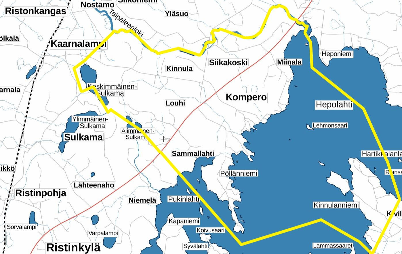 Komperon osakaskunnan aluekartta